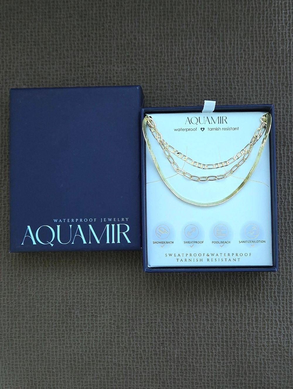Aquamir Set of Three3️⃣ Gold💛 Waterproof Necklaces - NIB